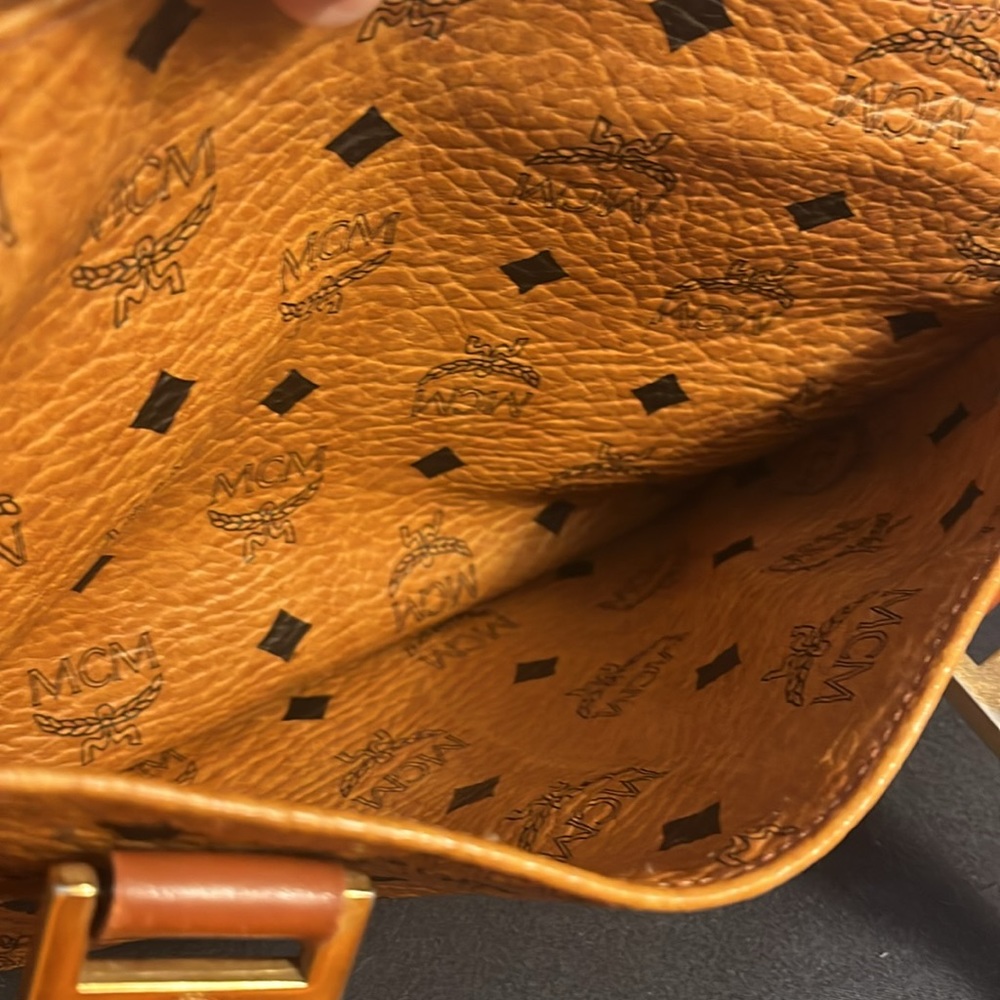 MCM Orange and Brown Logo Satchel - Picture 11 of 15